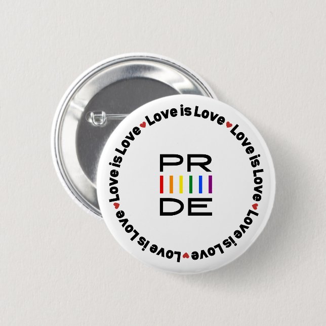 Pride Rainbow Text mit Liebe ist Liebe Button (Vorne & Hinten)