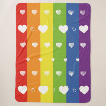 Pride Rainbow | Weiße Herzen | Sherpa Blanket