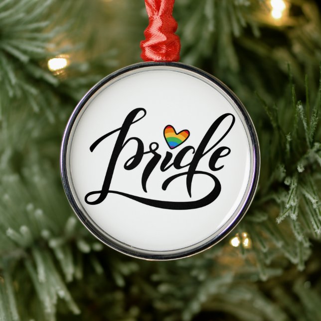 Pride Script Heart Ornament Aus Metall (Baum)