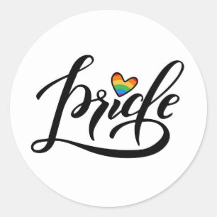 Pride Script Heart Runder Aufkleber