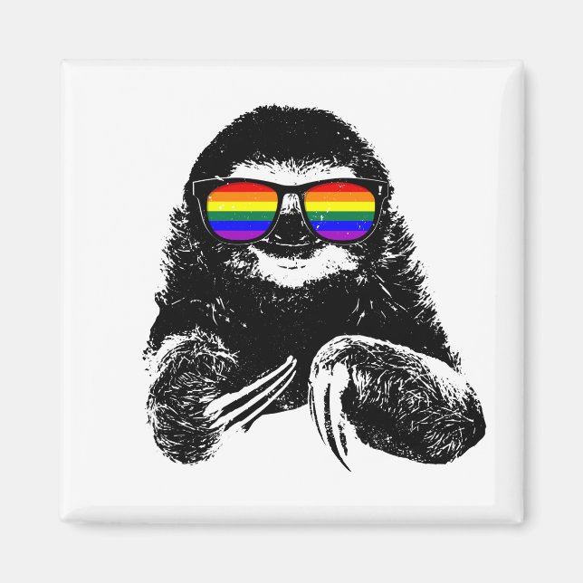 Pride Sloth LGBTQ Flag Sonnenbrille Magnet (Vorne)