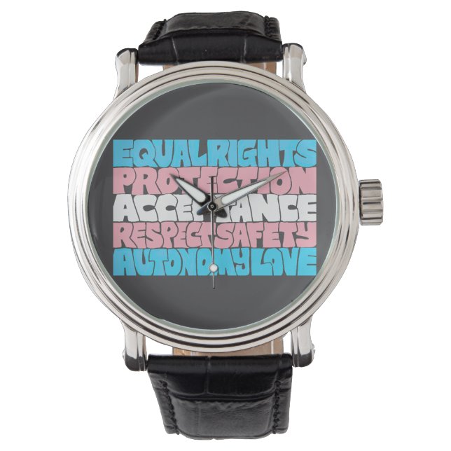 PRIDE Trans Rechte Wort "Art Flag LGBT Anführungsg Armbanduhr (Vorderseite)