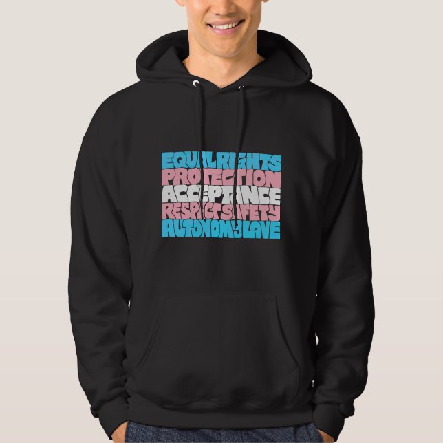 PRIDE Trans Rechte Wort "Art Flag LGBT Anführungsg Hoodie (Vorderseite)