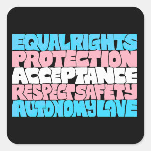 PRIDE Trans Rechte Wort "Art Flag LGBT Anführungsg Quadratischer Aufkleber