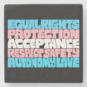 PRIDE Trans Rechte Wort "Art Flag LGBT Anführungsg Steinuntersetzer