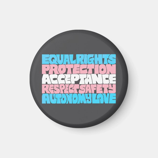 PRIDE Trans Rechte Wort Kunst-Flagge LGBT zitieren Magnet (Vorne)