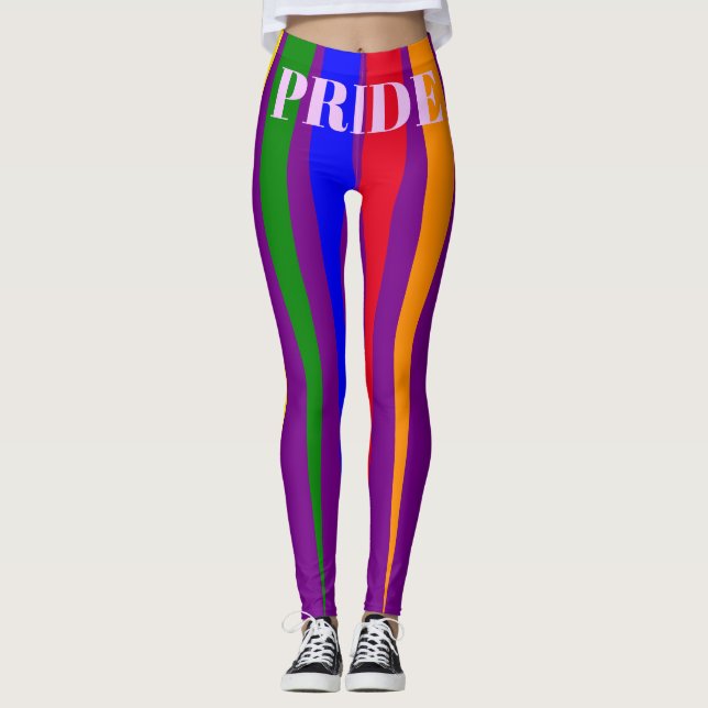 PRIDE typografie Gay Regenbogenstrahlen lila Leggings (Vorderseite)
