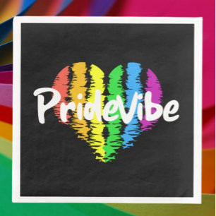 PrideVibe Herz: Feste schwarze Papiertücher Serviette