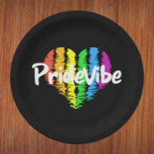 PrideVibe Herz: Feste schwarze Pappteller