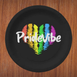 PrideVibe Herz: Feste schwarze Pappteller
