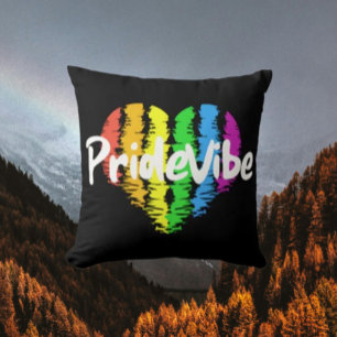 PrideVibe Logo Rainbow Herz Kissen