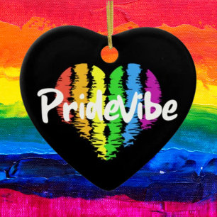 PrideVibe Regenbogen-Herz: Zeitloser Stolz Keramik Ornament