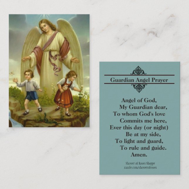 Prière à ma carte sainte d'ange gardien (Devant / Derrière)