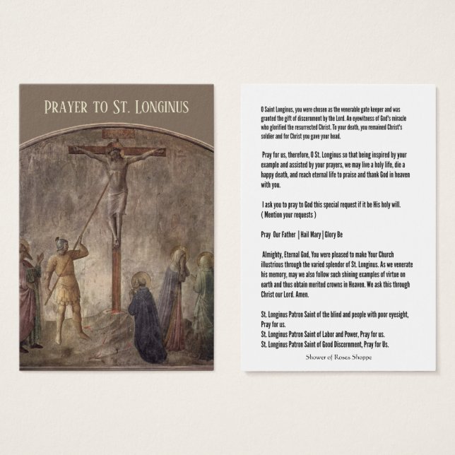 Prière à St. Longinus - Centurion à Crucifixion (Devant & derrière)