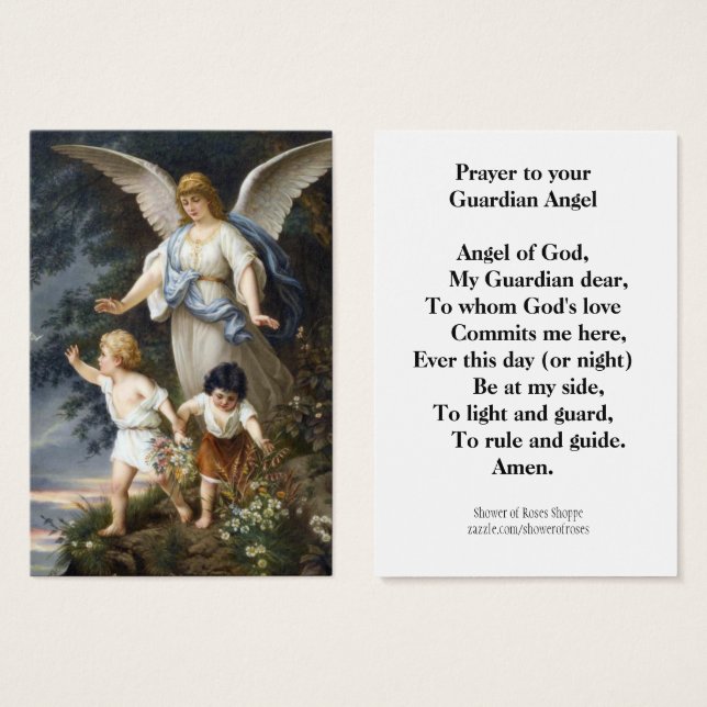 Prière à votre Gardien Ange Carte Sainte (Devant & derrière)