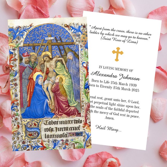 Prière commémorative de Christian Crucifix Cross f (Religious Christian Crucifix Crucifixion Cross Funeral Memorial Loss Prayer Sympathy Card)