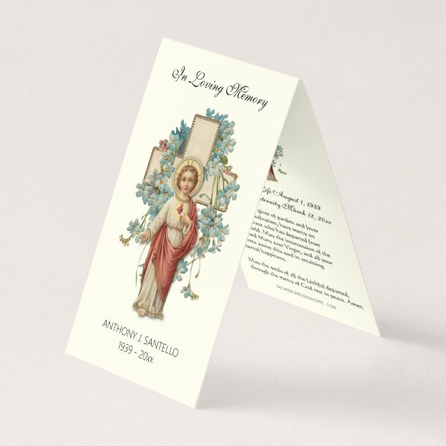 Prière commémorative funéraire catholique Carte Sa (Devant)