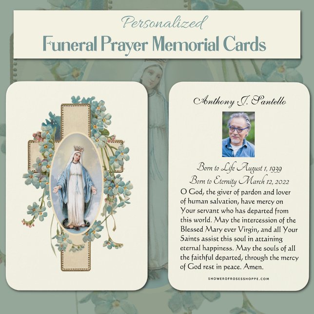 Prière commémorative funéraire catholique Carte Sa (Traditional Catholic Funeral Memorial Prayer Cards of the Blessed Virgin Mary)