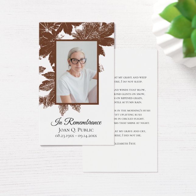Prière commémorative funéraire de Brown Fall Leave (Bureau)