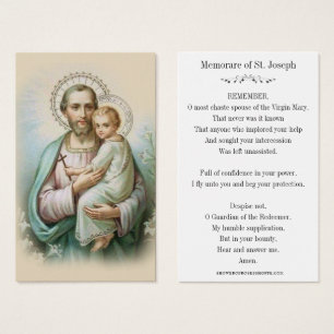 Prière commémorative Saint Joseph & Jésus Carte Sa