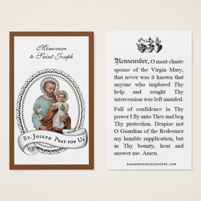 Prière commémorative Saint Joseph & Jésus Carte Sa (Devant & derrière)