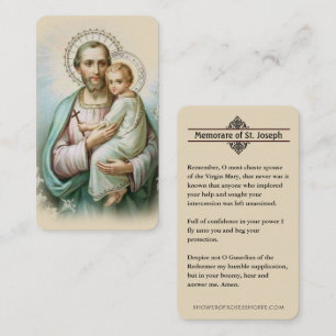 Prière commémorative Saint Joseph & Jésus Carte Sa