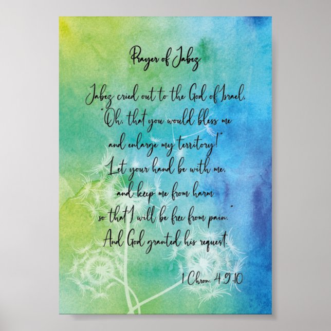 Prière De Jabez Aquarelle Avec Poster Dandelions (Devant)