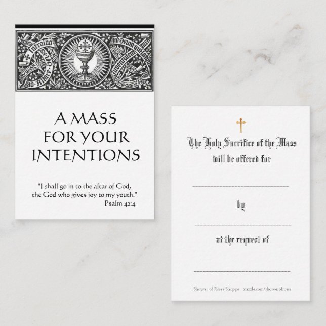 Prière de offre de masse catholique cartes saintes (Devant / Derrière)