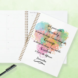 Prière de sérénité Aquarelle Carnet du planificate