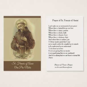 Prière de St Francis de carte sainte d'Assisi