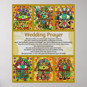Prière des Mariages juifs Poster d'or Hamsa