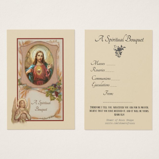 Prière du Bouquet spirituel religieux Carte Sainte (Devant & derrière)