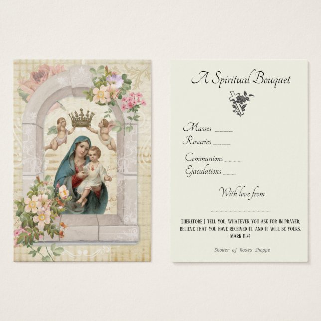 Prière du Bouquet spirituel religieux Carte Sainte (Devant & derrière)