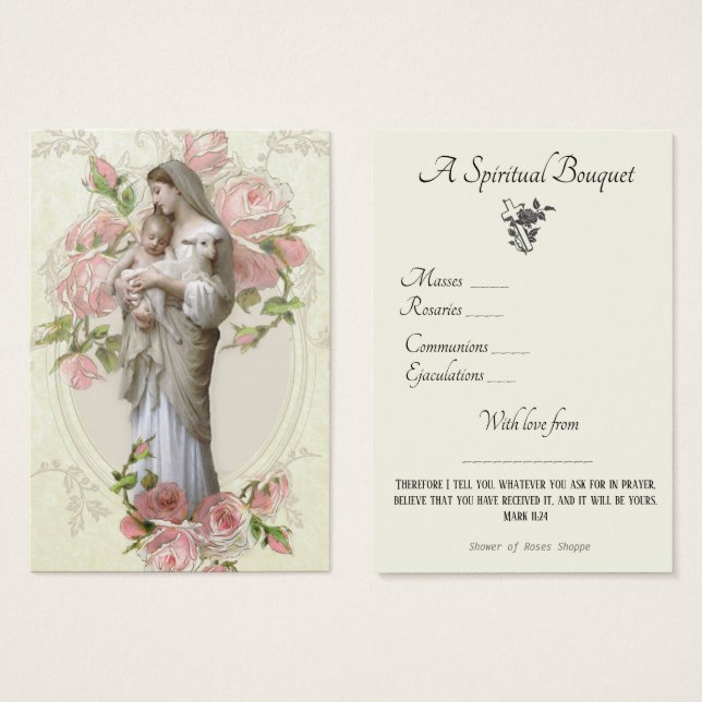 Prière du Bouquet spirituel religieux Carte Sainte (Devant & derrière)