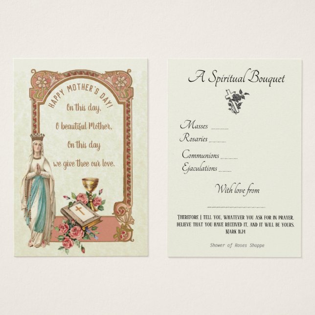 Prière du Bouquet spirituel religieux Carte Sainte (Devant & derrière)