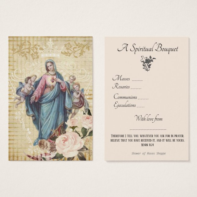 Prière du Bouquet spirituel religieux Carte Sainte (Devant & derrière)