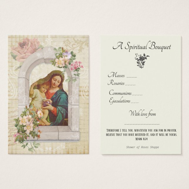 Prière du Bouquet spirituel religieux Carte Sainte (Devant & derrière)