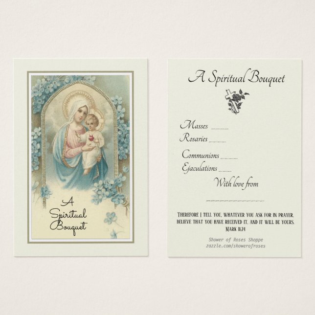 Prière du Bouquet spirituel religieux Carte Sainte (Devant & derrière)