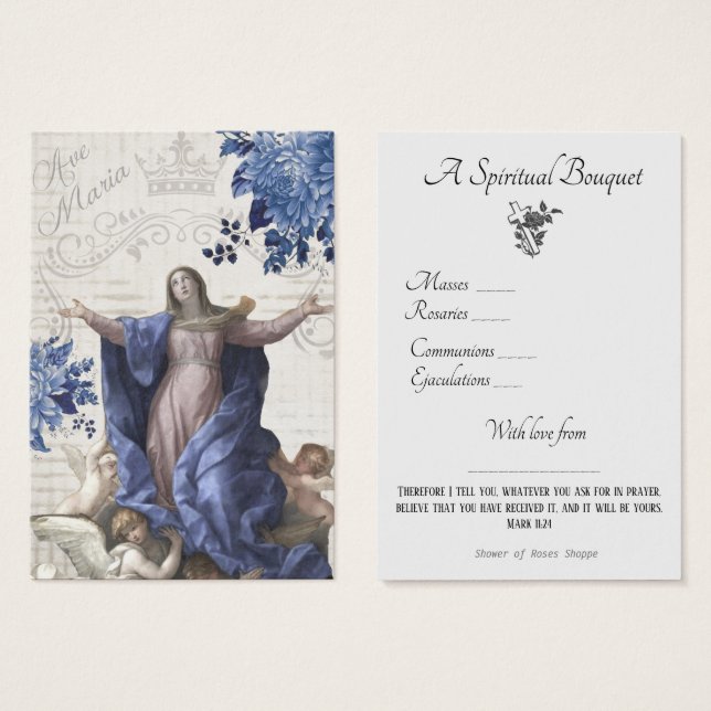 Prière du Bouquet spirituel religieux Carte Sainte (Devant & derrière)