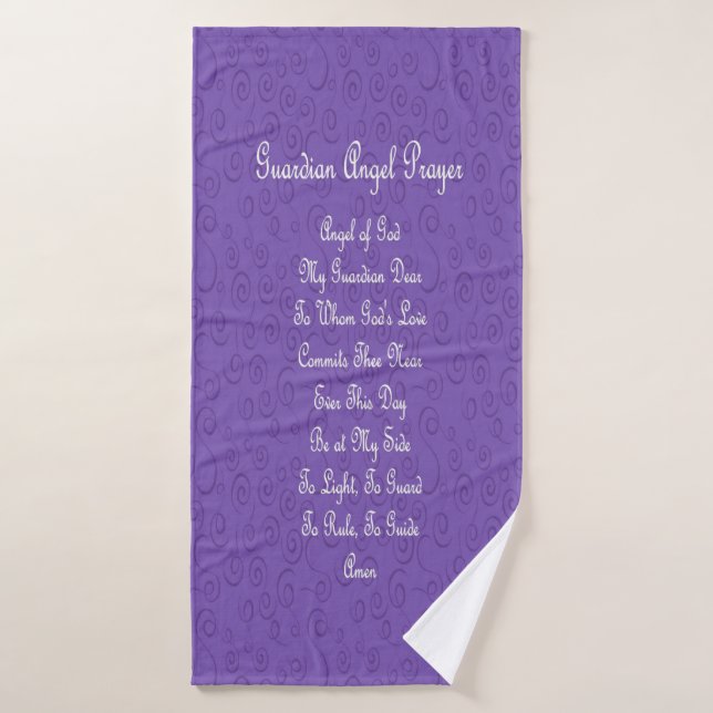 Prière du Guardian Angel violet (Serviette de bain)
