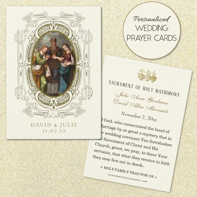 Prière du Mariage catholique Carte Sainte Betrotha (Personalized Catholic Wedding Prayer Cards)