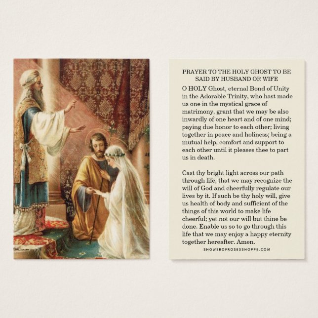 Prière du Mariage catholique pour le mari et la fe (Devant & derrière)