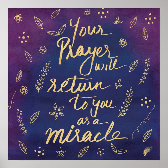 Prière Faith Hope Miracle Affirmation Art Poster (Devant)