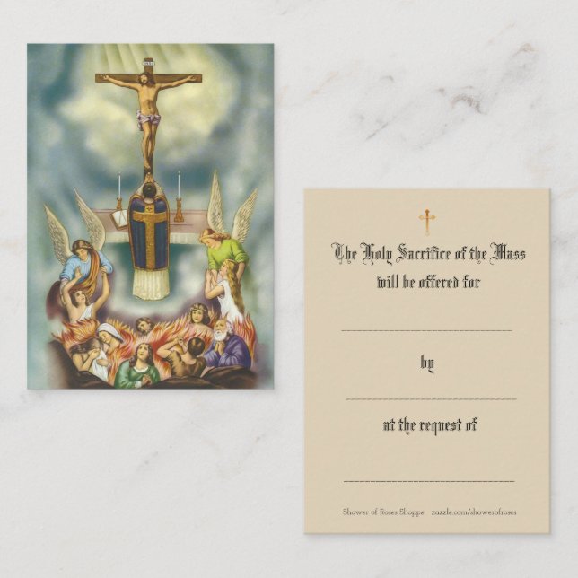 Prière funèbre de offre de masse catholique cartes (Devant / Derrière)