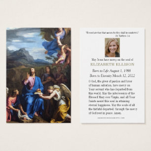 Prière funéraire chrétienne Jésus avec carte d'ang