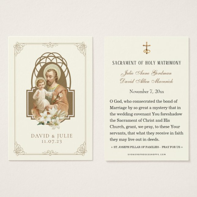Prière Mariage St. Joseph de l'ivoire et de l'or (Devant & derrière)