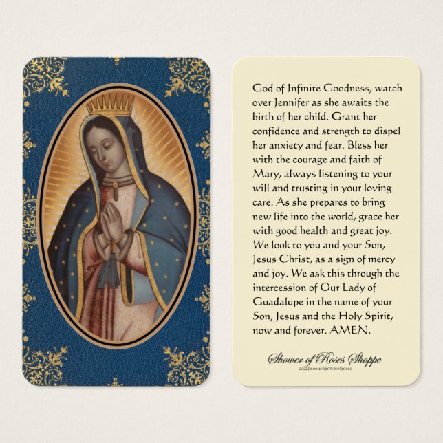 Prière religieuse de grossesse Guadalupe catholiqu (Devant & derrière)