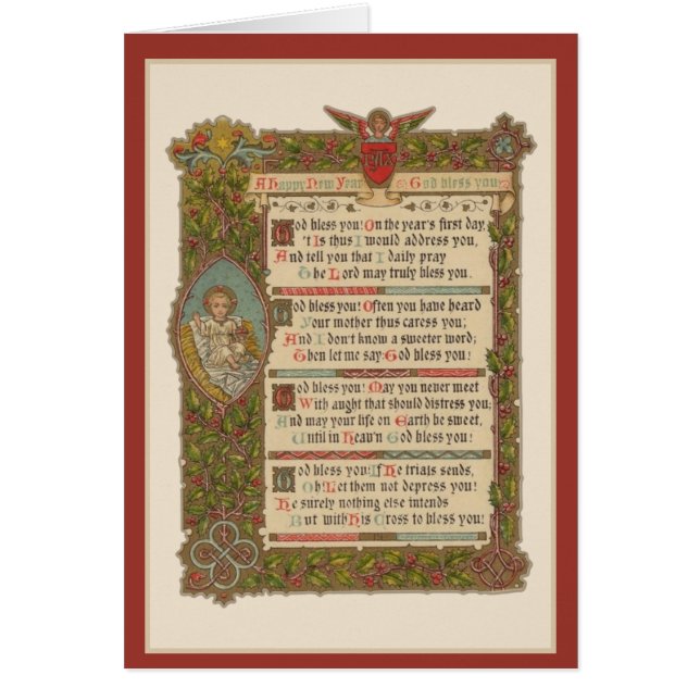 Prière religieuse du Nouvel An Chrétien Vintage (Devant)