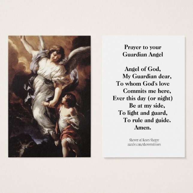 Prière religieuse Gardien Ange Carte Sainte (Devant & derrière)