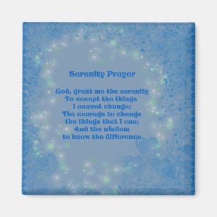 Prière Sérénité Coeurs Bleus Magnet Inspirant